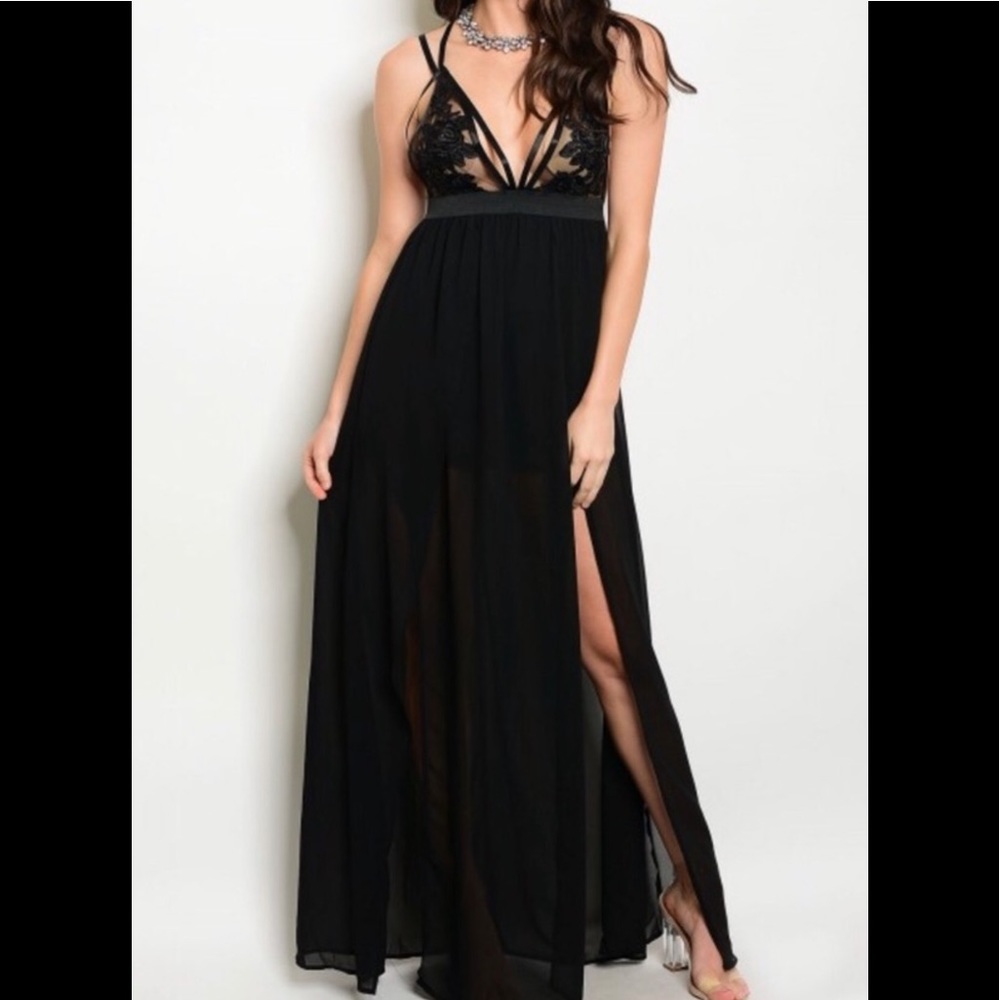 Black  chiffon maxi dress